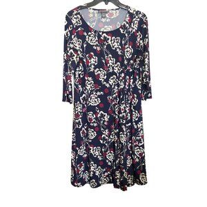 A Pea In The Pod Maternity Dress M/M Floral Navy & Red